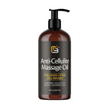 Anti Cellulite Moisturizing Body Massage Oil bottle with orange and leaves, designed for hydration and skin rejuvenation.